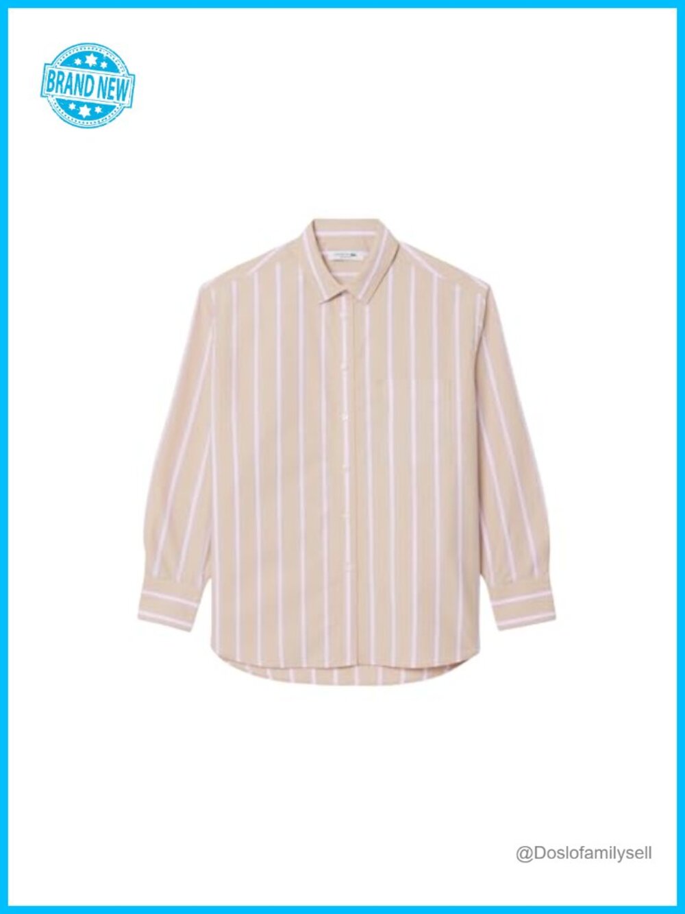 Oversized Cotton Poplin Button-Down Shirt Long Sleeve Collared